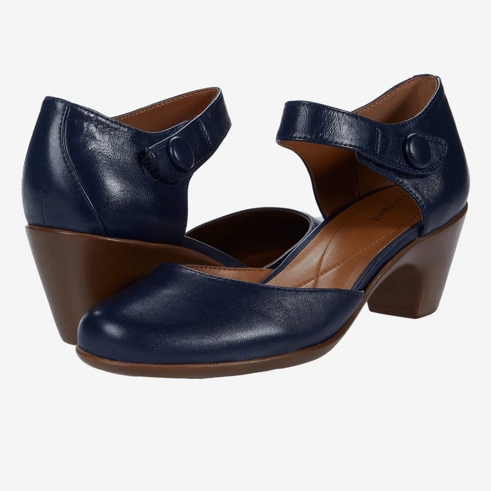 Easy Spirit Dark Blue Clarice Leather Heels size 8.5W